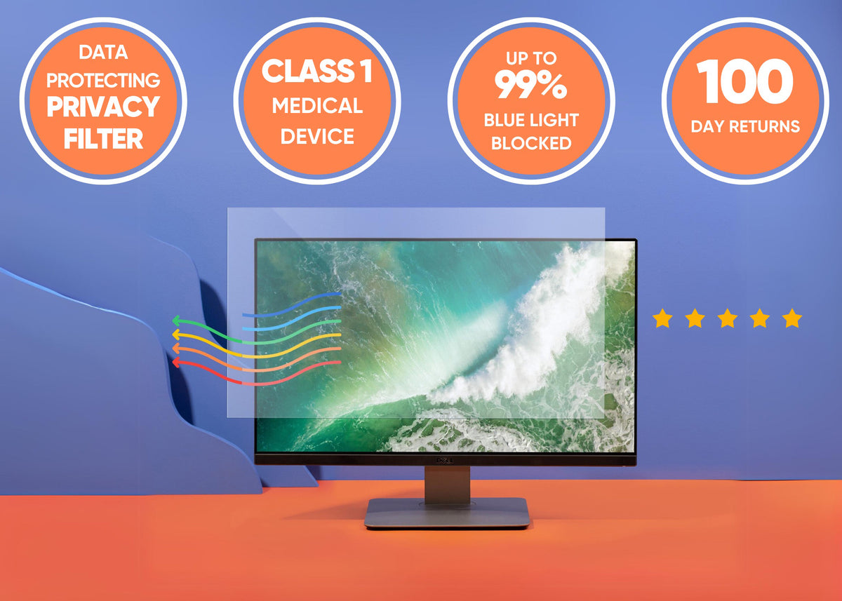 Anti blue light screen protector for laptops, monitors and PCs