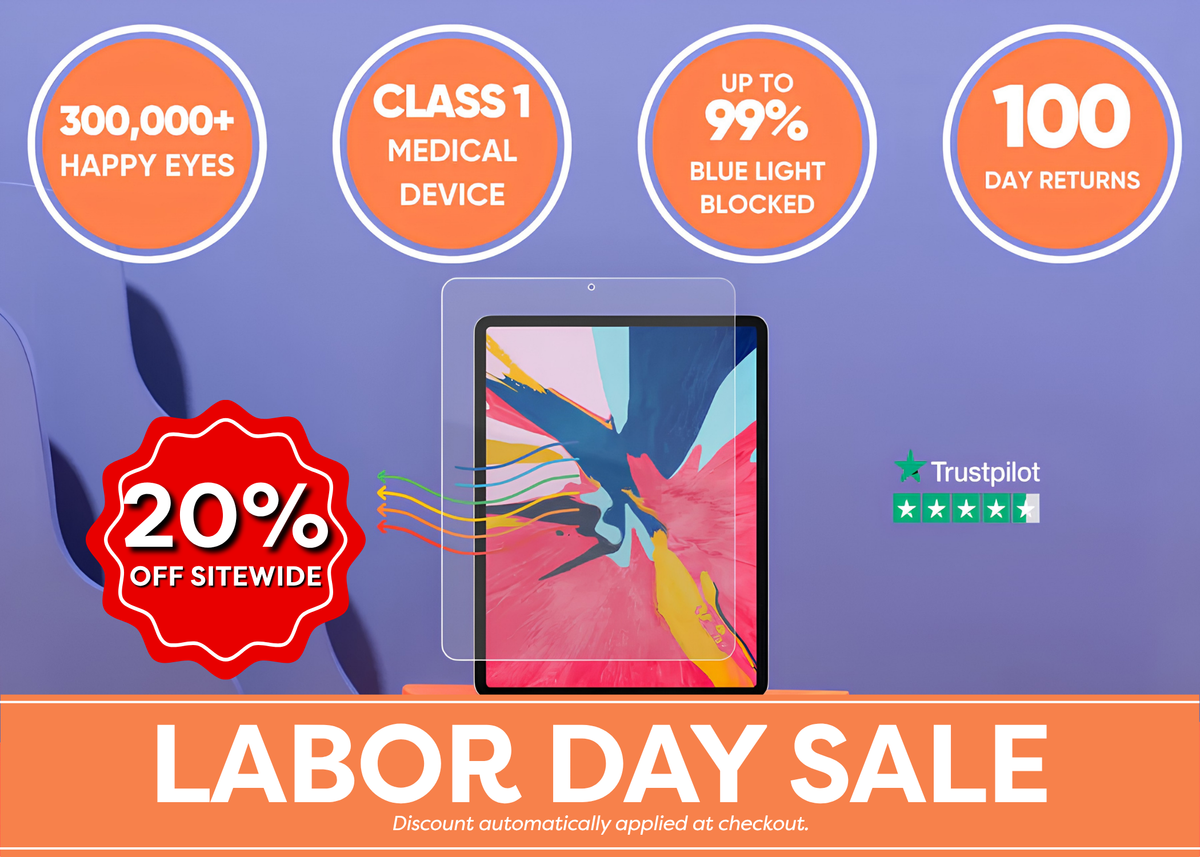 Anti blue light screen protector for iPad