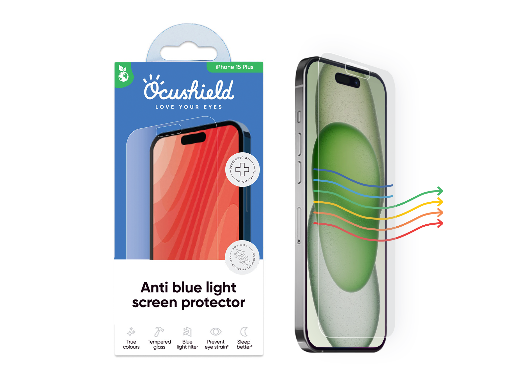 Ocushield anti blue light screen protector for iPhone 15 Plus #model_iphone-15-plus