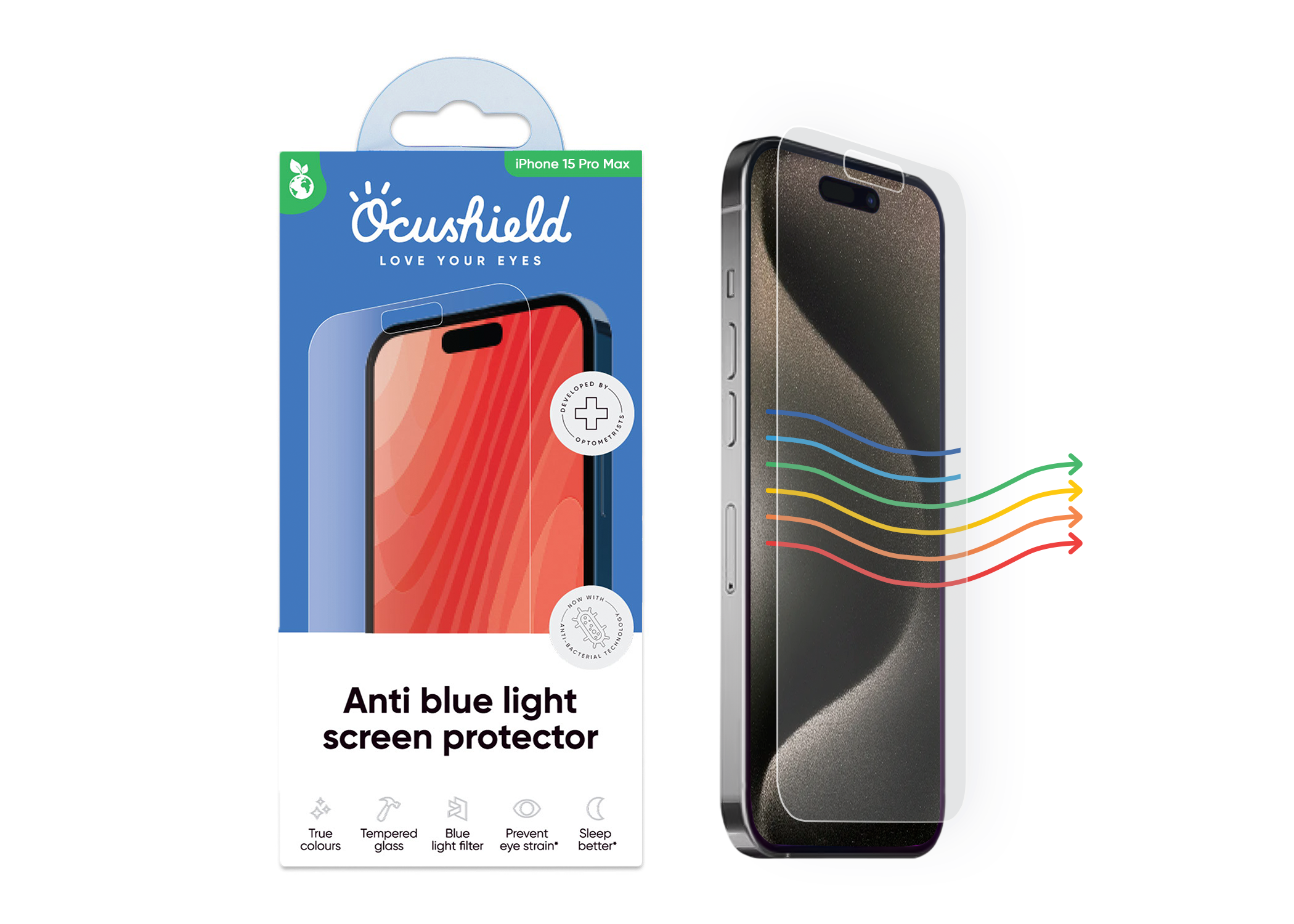 Ocushield anti blue light screen protector for iPhone 15 Pro Max #model_iphone-15-pro-max