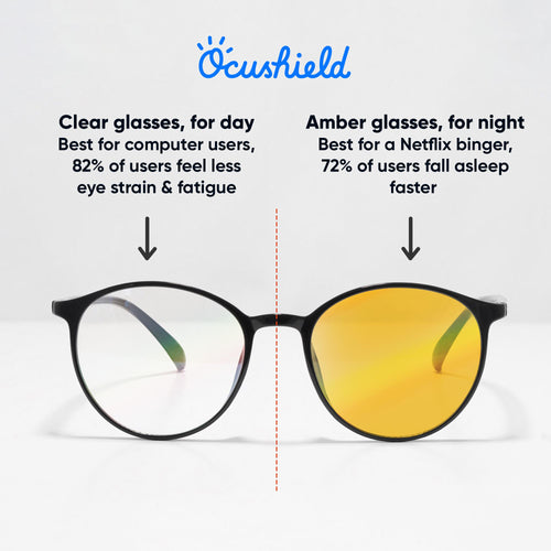 Choosing between our clear and amber blue light glasses