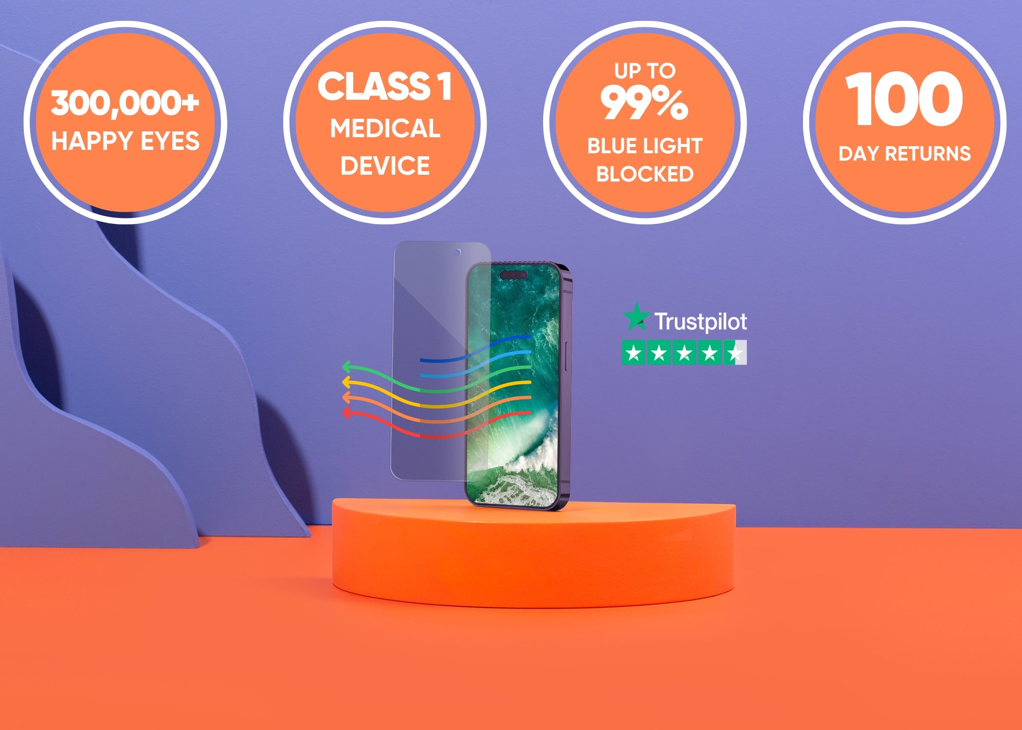 Ocushield anti-blue light screen protector on iPhone, showcasing screen protection against blue light for eyecare #hide