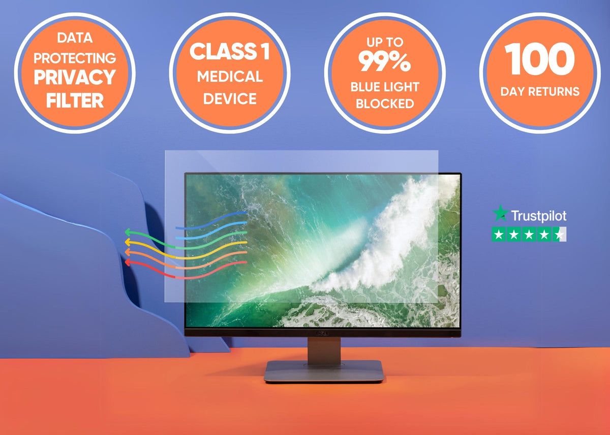 Anti blue light screen protector for laptops, monitors and PCs