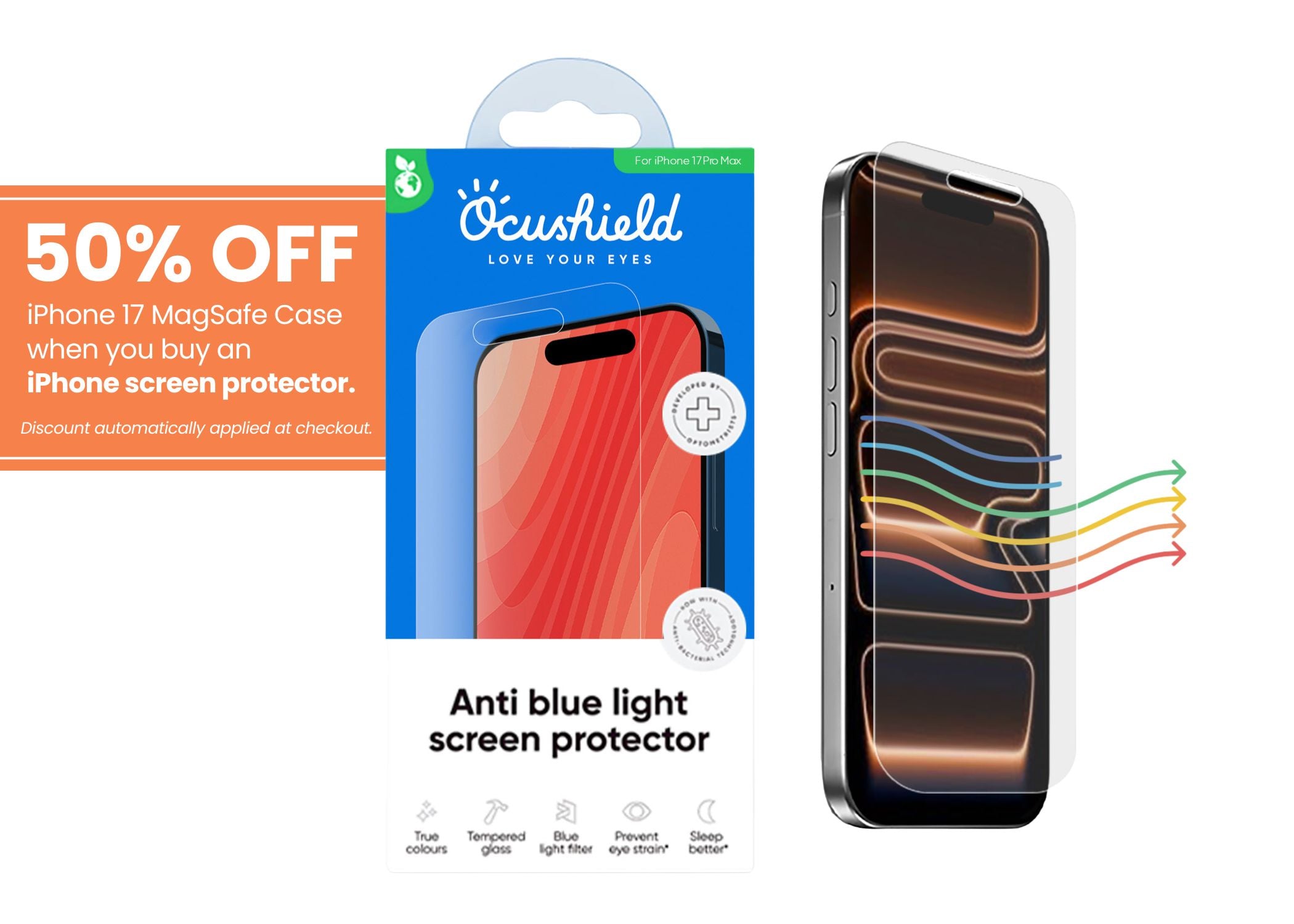 Anti blue light screen protector for iPhone