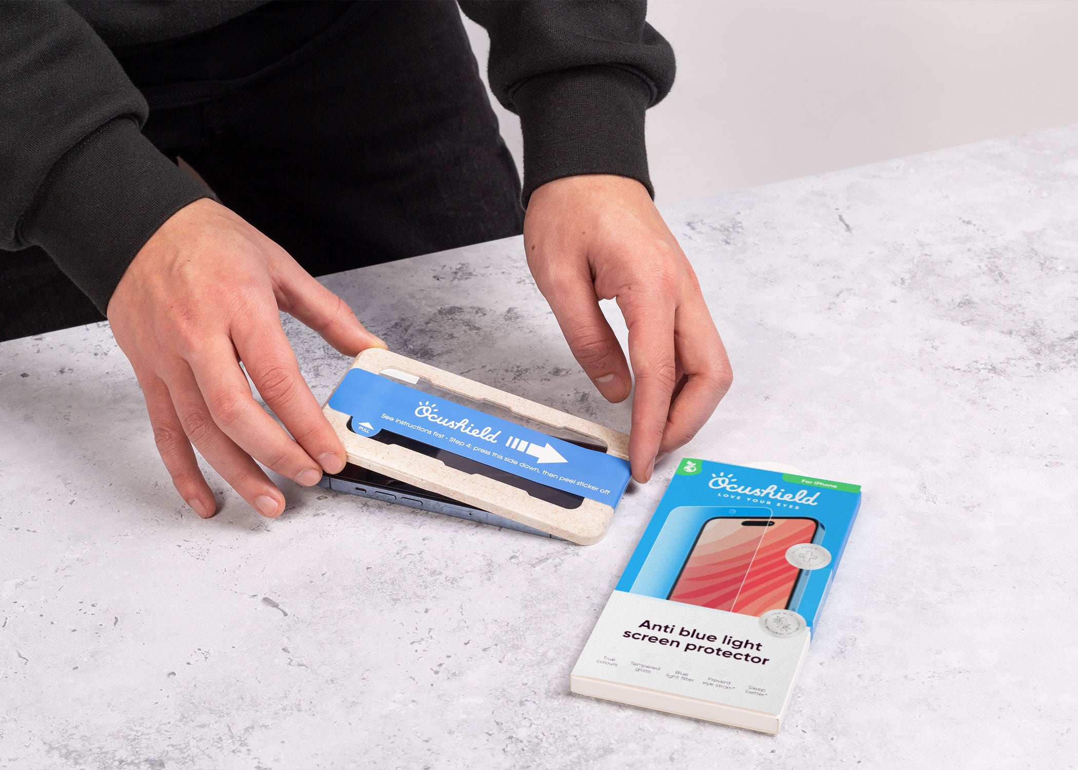 Ocushield anti blue light screen protector for iPhone easy application demonstration  #all