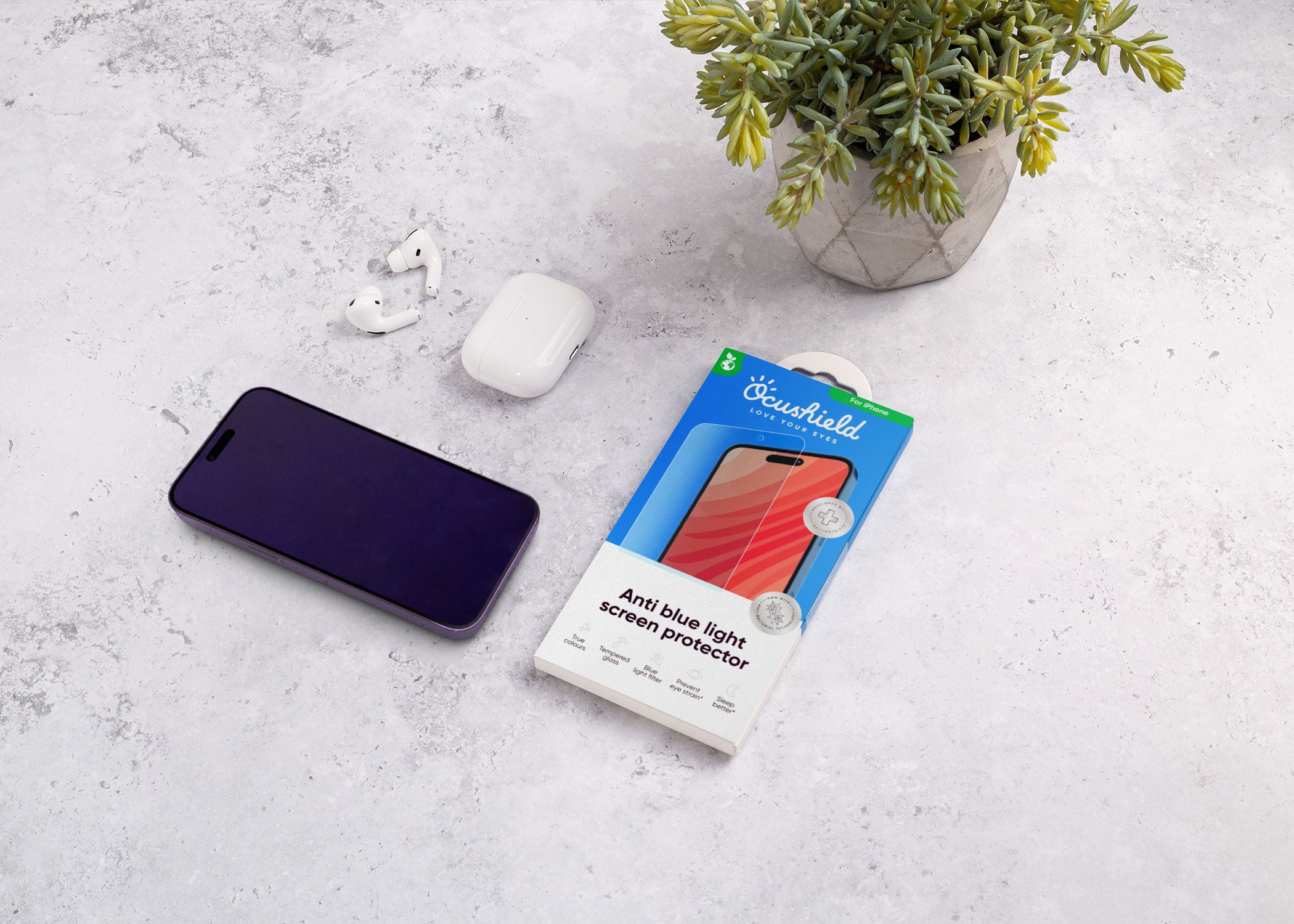 Ocushield screen protector reducing blue light on iPhone #all