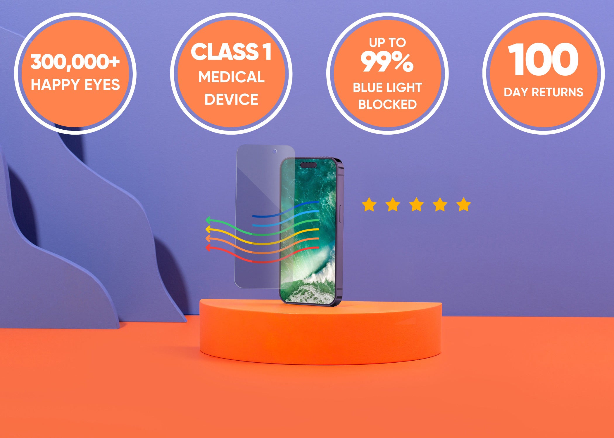Ocushield anti-blue light screen protector on iPhone, showcasing screen protection against blue light for eyecare #hide