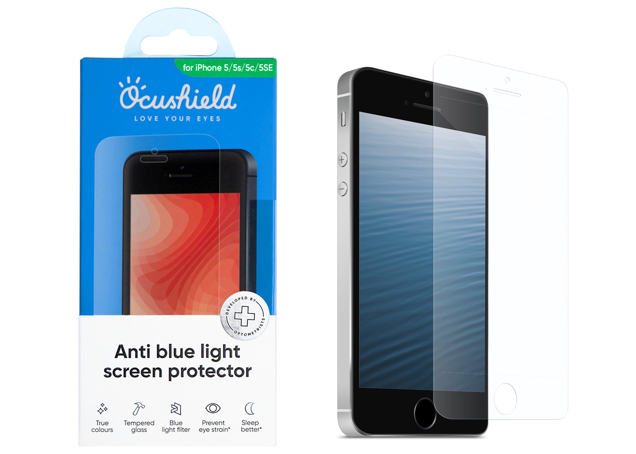 Ocushield anti blue light screen protector for iPhone 5, iPhone 5C, iPhone 5S and iPhone 5SE #model_iphone-5-5s-5c-5se