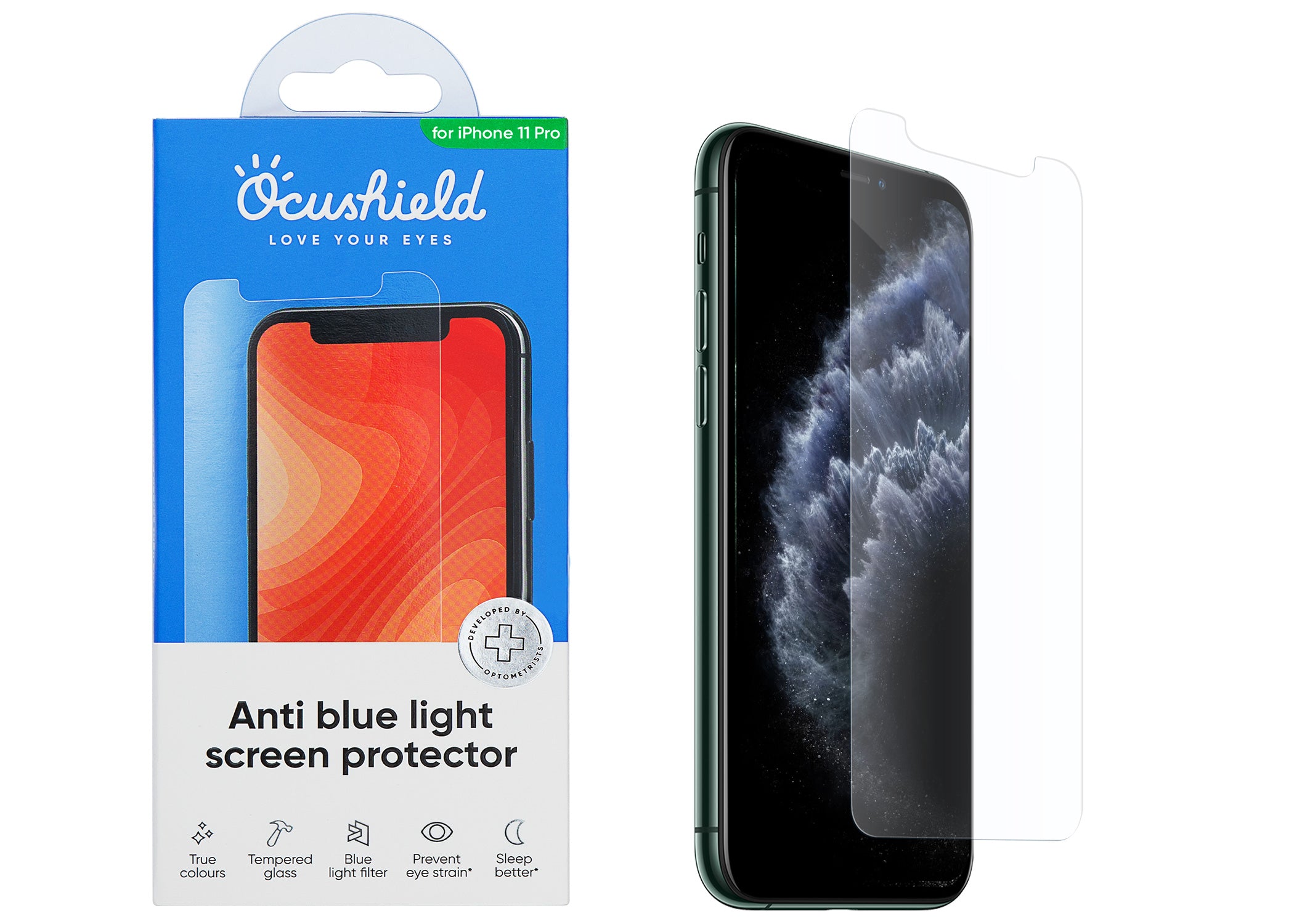 Ocushield anti blue light screen protector for iPhone 11 Pro, iPhone X and iPhone XS #model_iphone-11-pro-iphone-x-xs