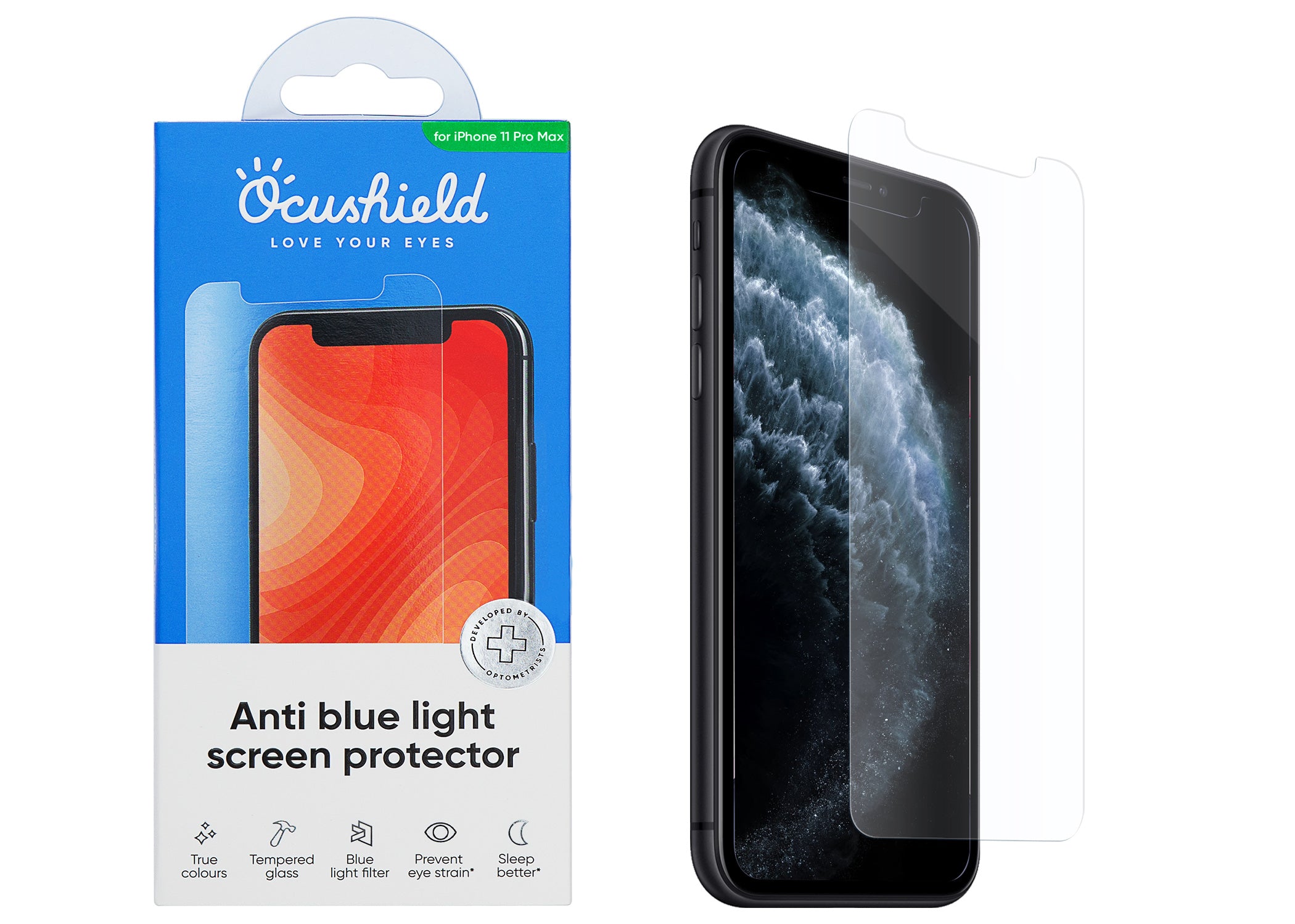 Ocushield anti blue light screen protector for iPhone 11 Pro Max  #model_iphone-11-pro-max-iphone-xs-max