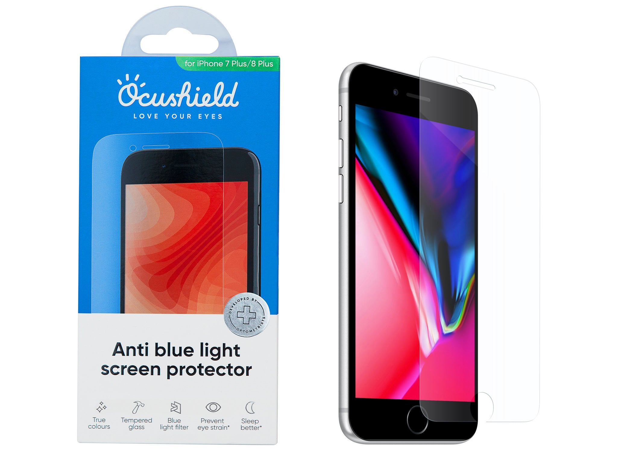 Ocushield anti blue light screen protector for iPhone 7 Plus and iPhone 8 Plus #model_iphone-7-plus-8-plus