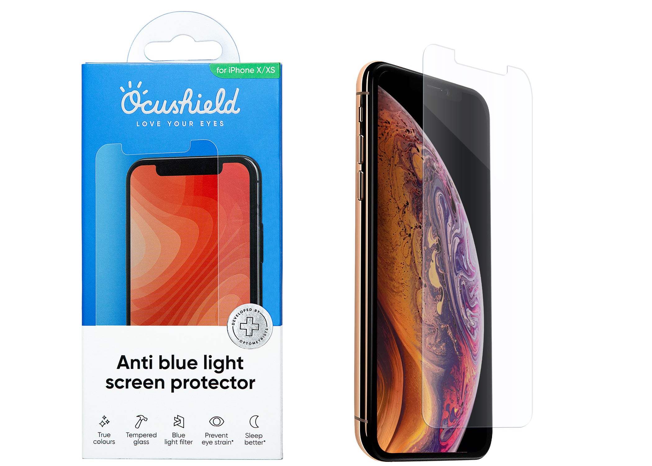 Ocushield anti blue light screen protector for iPhone 11 Pro, iPhone X and iPhone XS #model_iphone-11-pro-iphone-x-xs