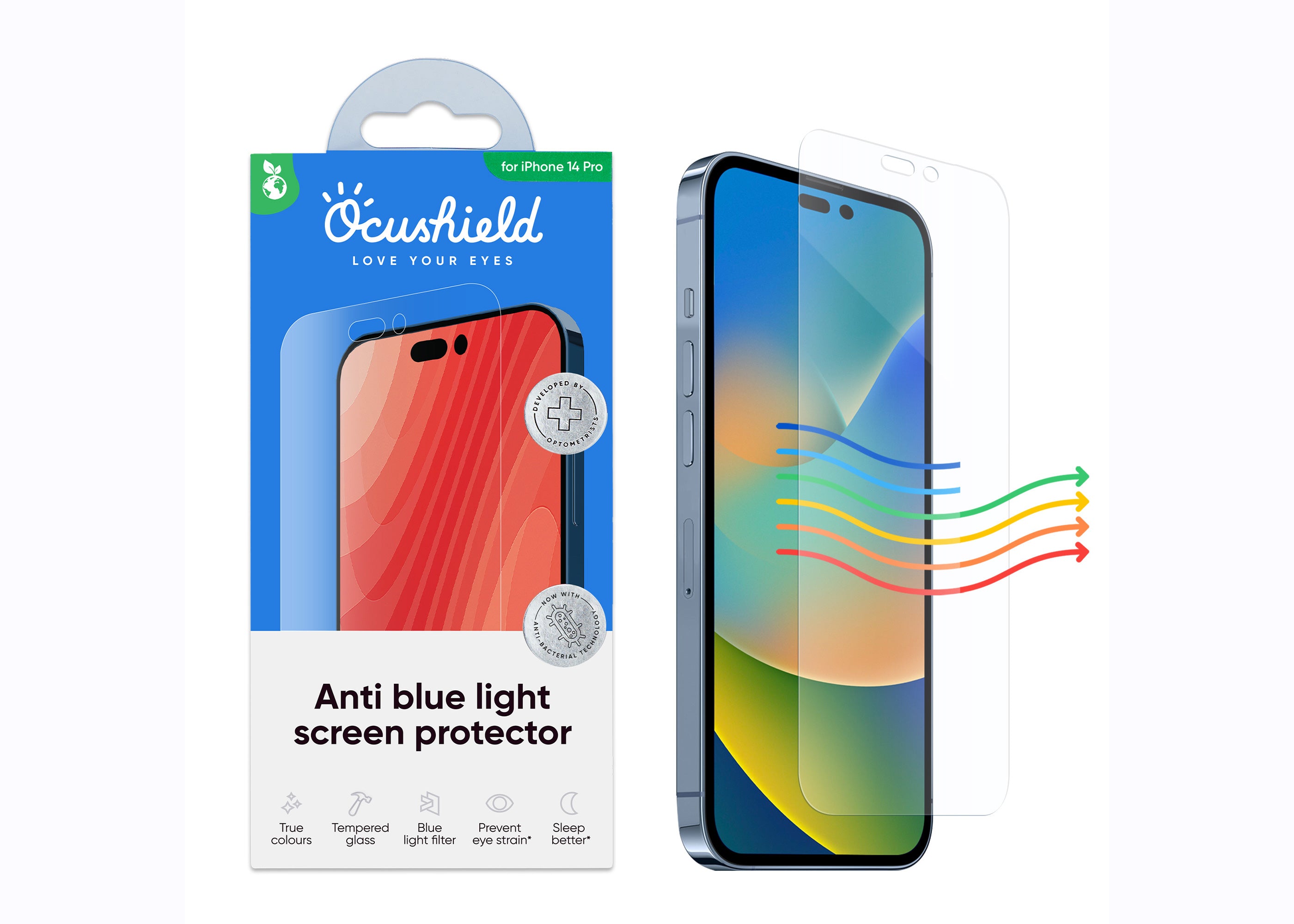 Ocushield anti blue light screen protector for iPhone 14 Pro #model_iphone-14-pro